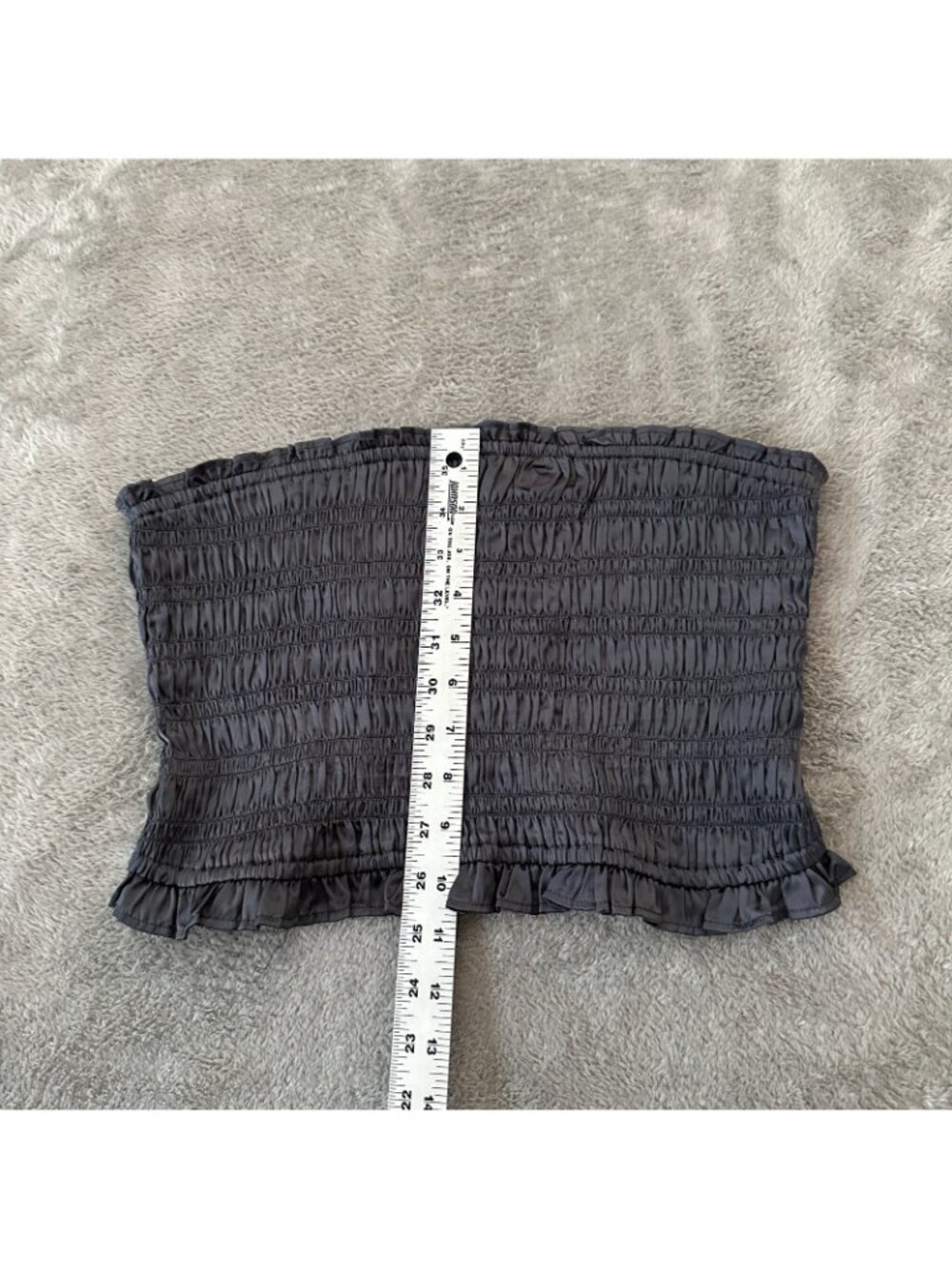 NWT Intimately Free People Gray Satin Smocked Tube Top Shirt Women's SMALL - Picture 2 of 4